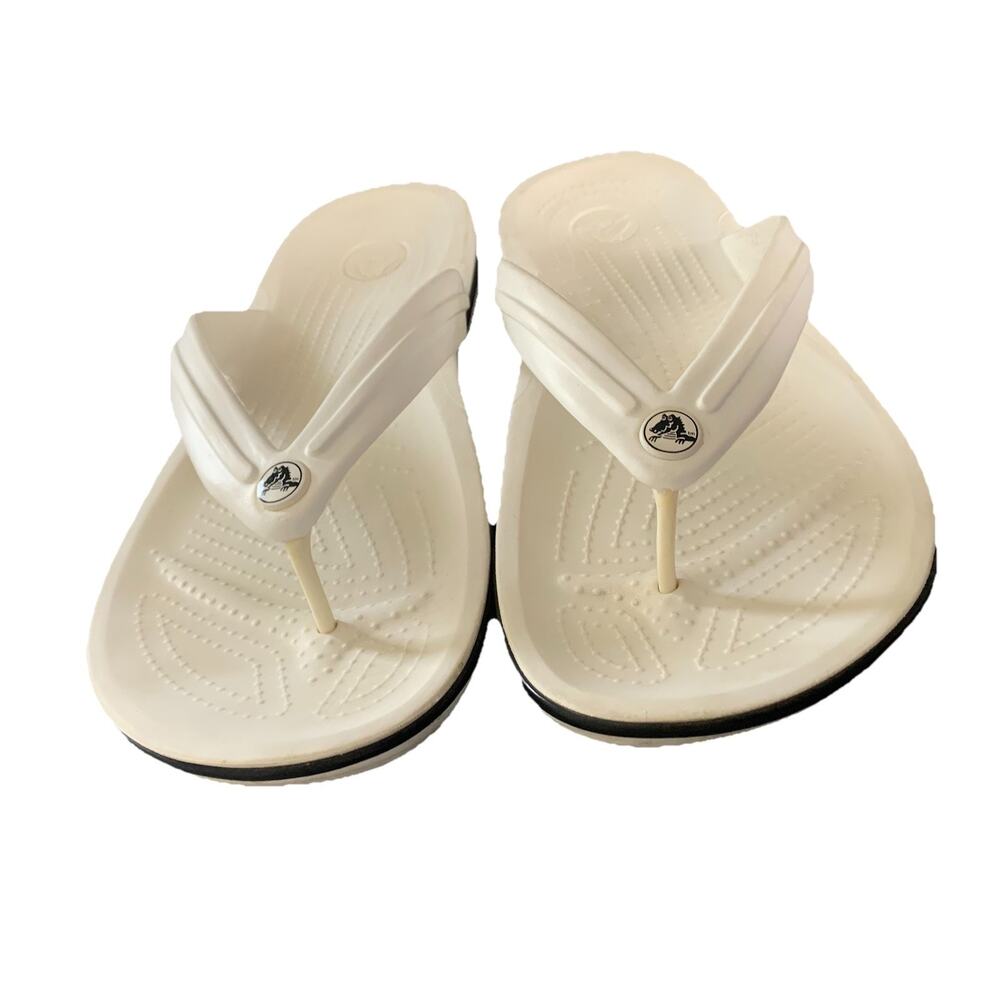 Crocs Crocband White Flip Flop Sandals Women's 11 Men's 9